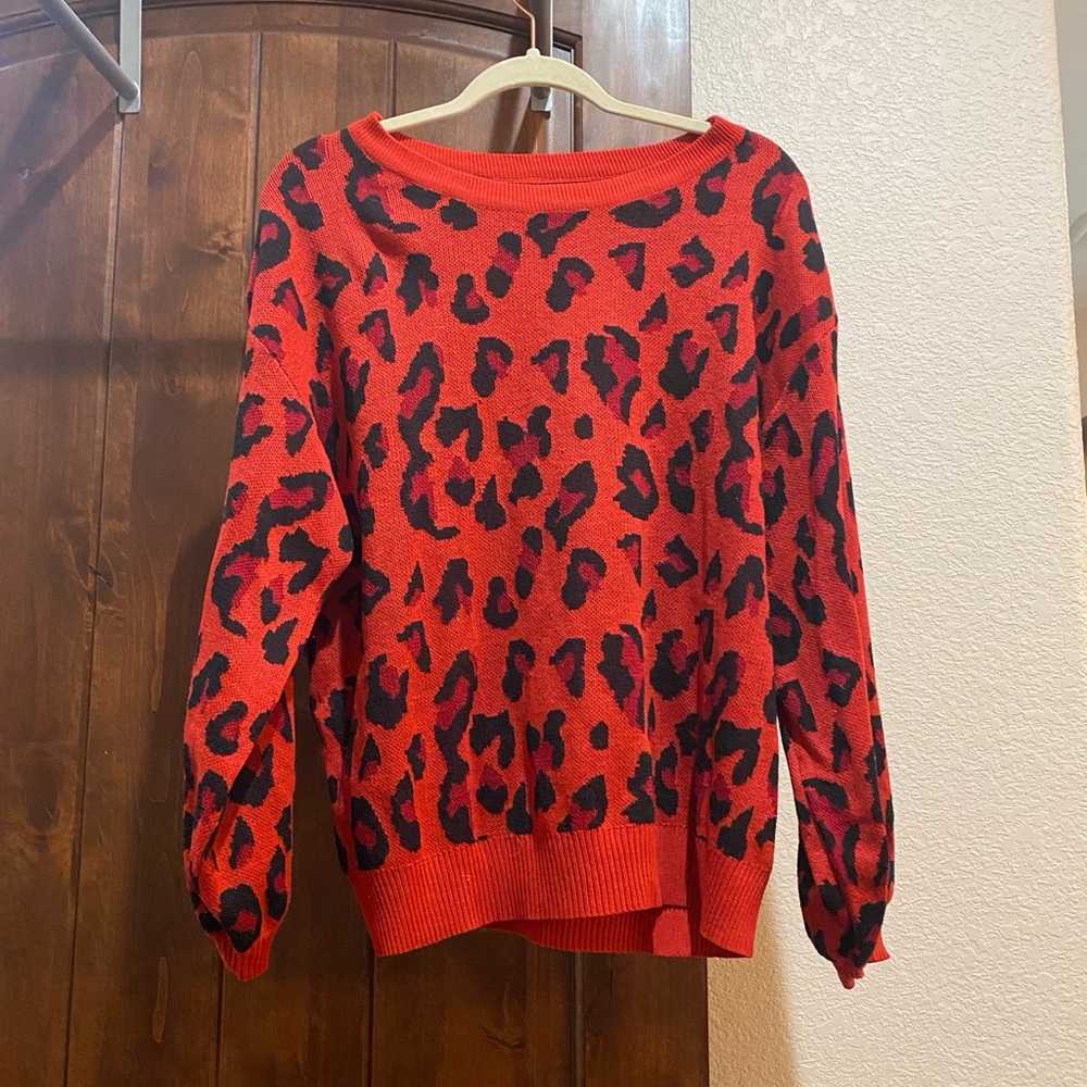 NWOT Red Leopard Sweater